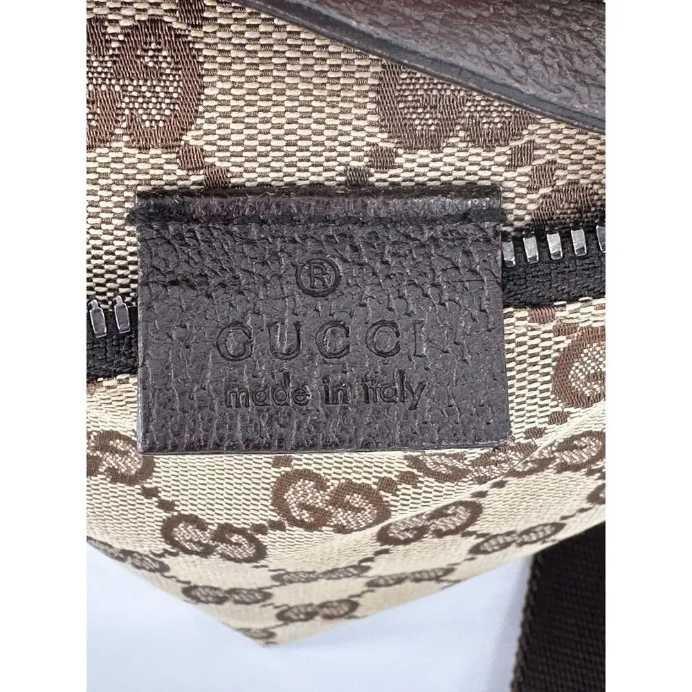Gucci GG Canvas Belt Bag 28566 Beige Brown Canvas/Leather Made in Italy